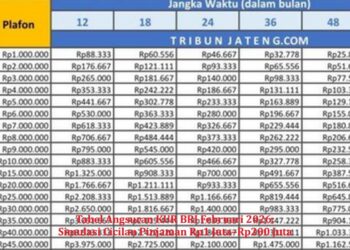 Tabel Angsuran KUR BRI Februari 2026: Simulasi Cicilan Pinjaman Rp1 Juta–Rp200 Juta
