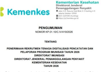 Kemenkes Buka Rekrutmen Tenaga Digitalisasi Program Imunisasi 2026, Tersedia 12 Formasi
