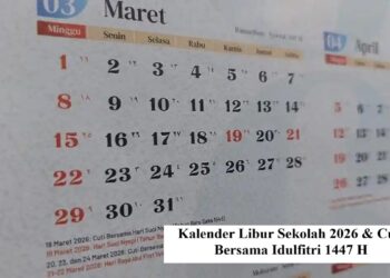 Kalender Libur Sekolah 2026 dan Cuti Bersama Idulfitri 1447 H