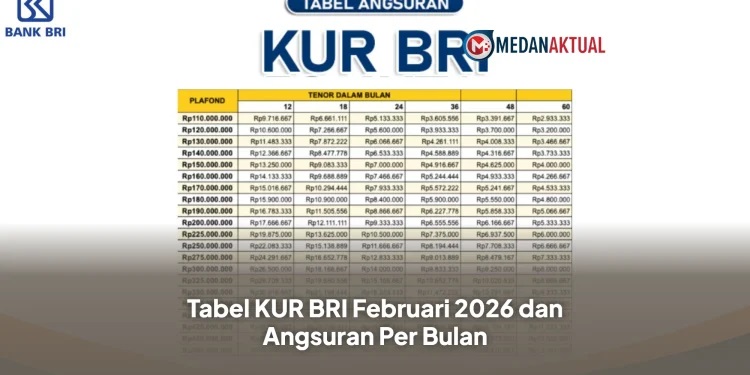 Tabel KUR BRI Februari 2026 dan Simulasi Angsuran per Bulan Terbaru
