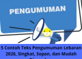 5 Contoh Teks Pengumuman Lebaran 2026, Singkat, Sopan, dan Mudah Digunakan