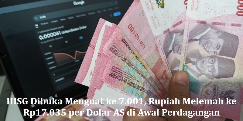 IHSG Dibuka Menguat ke 7.001, Rupiah Melemah ke Rp17.035 per Dolar AS di Awal Perdagangan