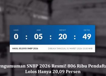 Pengumuman SNBP 2026 Resmi! 806 Ribu Pendaftar, Lolos Hanya 20,09 Persen