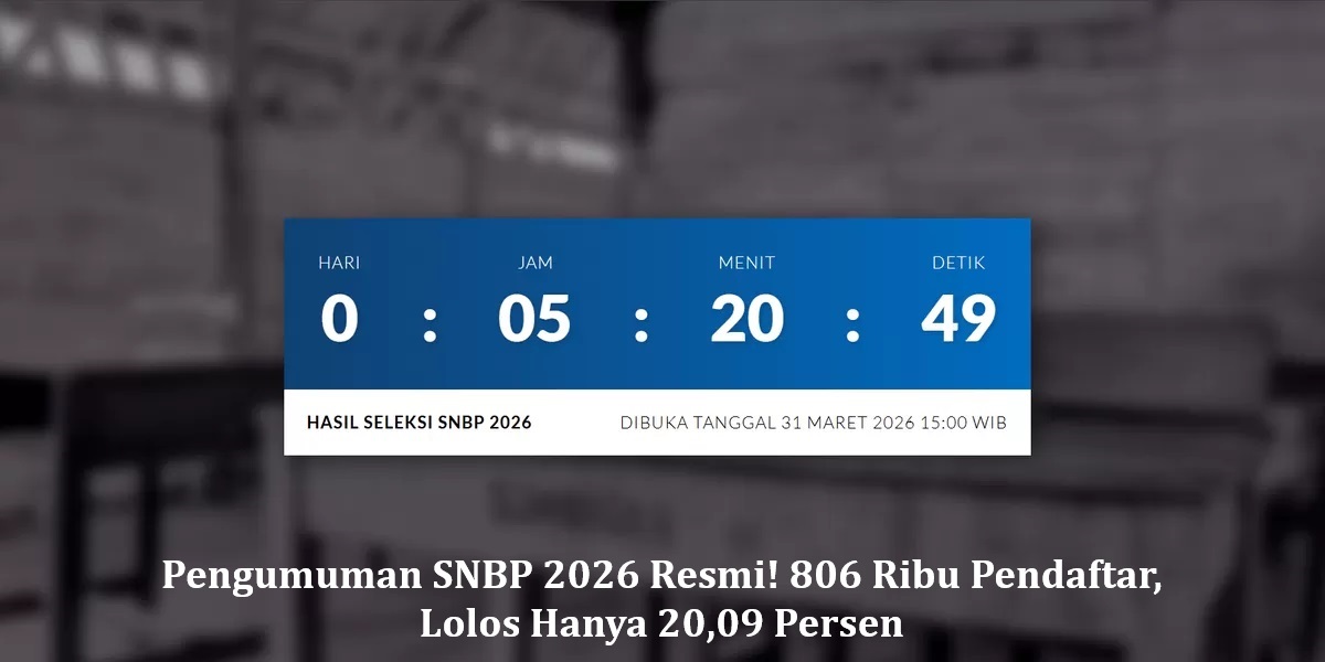 Pengumuman SNBP 2026 Resmi! 806 Ribu Pendaftar, Lolos Hanya 20,09 Persen