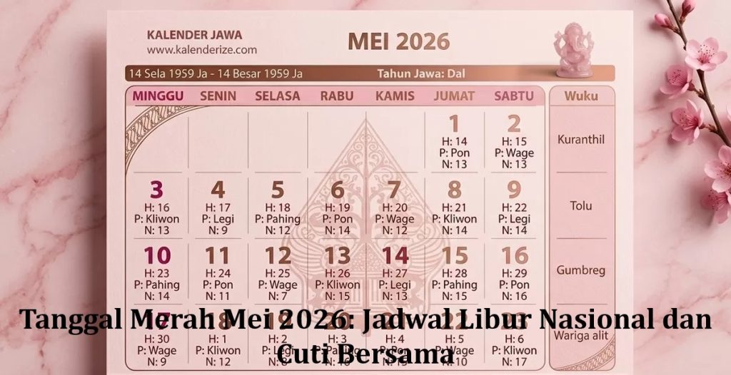 Tanggal Merah Mei 2026: Jadwal Libur Nasional dan Cuti Bersama